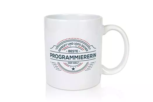 Проверено и безопасно: программист | Разработчик программного обеспечения - Белая кружка LieblingsPrint24