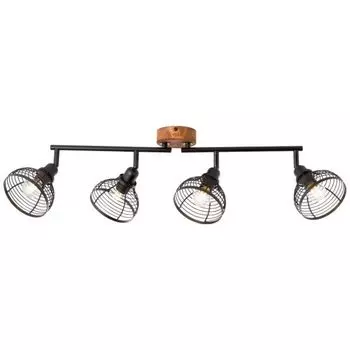 Прожектор Brilliant Avia, 4 лампы, черный/цвет дерева