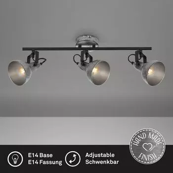 Прожектор Briloner Leuchten Soft, 3x E14, металл, античное серебро