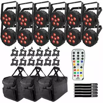Прожектор Chauvet Chauvet DJ SlimPAR T6 BT DMX RGB Compact Wash Par Light Built-In Bluetooth 12 Pk