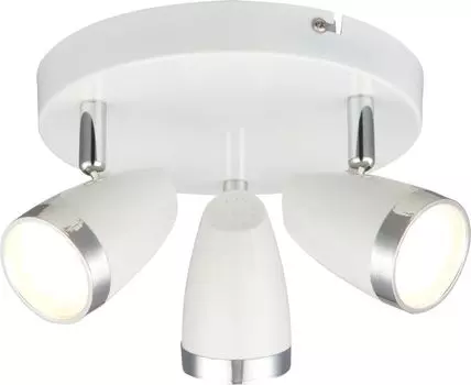 Прожектор Globo Lighting металлический белый, хромированный, пластик белый, хром, : 190 мм, В: 135 мм, вкл. 3 светодиода 4 Вт 230 В, источник 320 лм, выходная мощность 280 лм, 3000 К