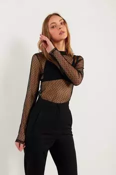 Прозрачная Блузка Черная VATKALI, черный