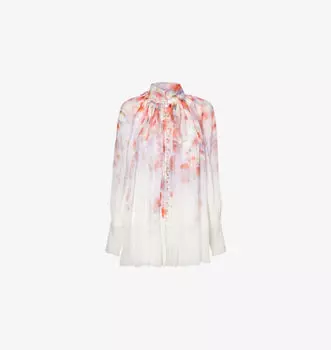 Прозрачная блузка Crush Smock с цветочным узором Zimmermann, цвет scarlet floral
