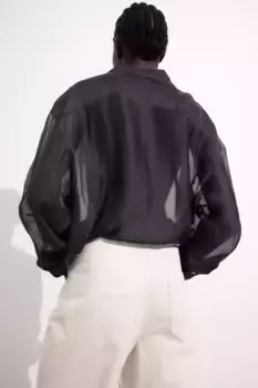 Прозрачная блузка H&M, черный