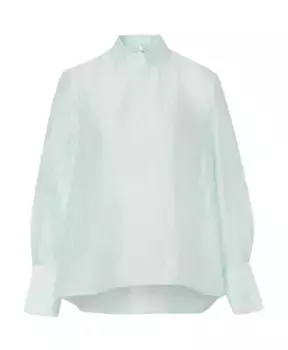 Прозрачная блузка из органзы с воротником стойкой Ivy Oak, синий