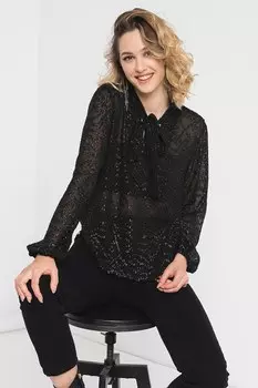 Прозрачная блузка с лентой Jdy, черный