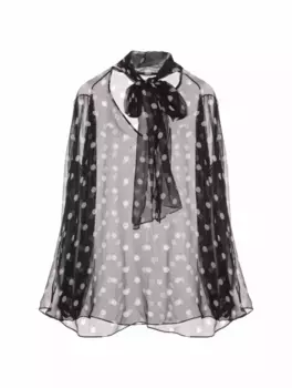 Прозрачная блузка с принтом полька Dolce&Gabbana, черный