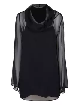 Прозрачная блузка с воротником-хомут Alberta Ferretti, черный