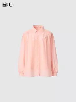 Прозрачная блузка Uniqlo, розовый