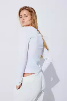 Прозрачная блузка в рубчик H&M, белый