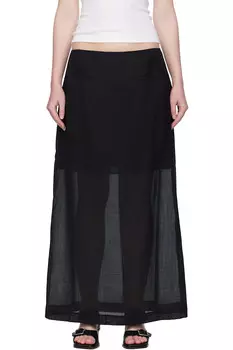 Прозрачная длинная макси-юбка Amomento, черный