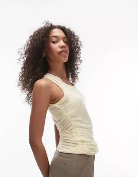 Прозрачная двухслойная майка Topshop лимонного цвета