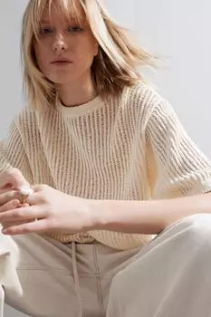 Прозрачная футболка в рубчик & Other Stories, бежевый