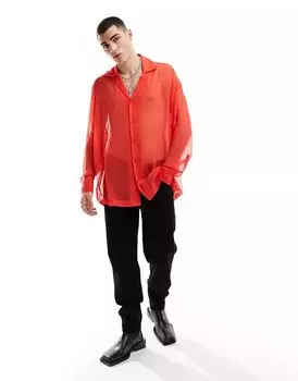 Прозрачная красная рубашка оверсайз ASOS