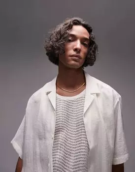 Прозрачная кремово-белая рубашка с короткими рукавами Topman свободного кроя