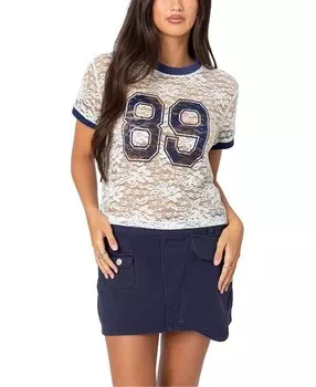 Прозрачная кружевная футболка Edikted 89, белый