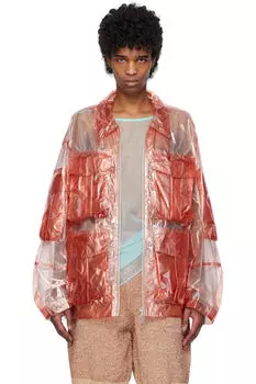 Прозрачная куртка оранжевого цвета с эффектом перекрашивания Dries Van Noten