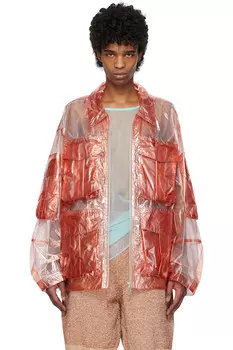 Прозрачная куртка с эффектом овердай Dries Van Noten, цвет peach