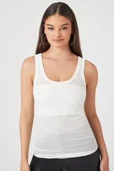 Прозрачная майка со стразами Forever 21, белый