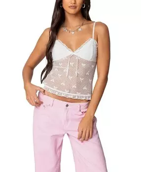 Прозрачная майка в горошек и бантом Edikted, белый