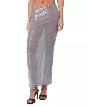 Прозрачная макси-юбка с пайетками Edikted Riki, серый