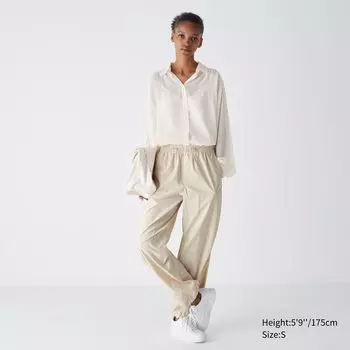 Прозрачная объемная блузка с длинными рукавами UNIQLO, розовый