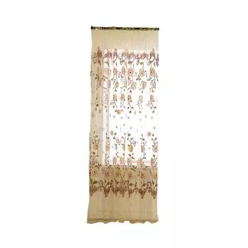 Прозрачная оконная занавеска из стеклянной пряжи, чистый цвет, свадебное украшение для спальни, дома, оранжевый, размеры: 100 см x 200 см (на стержне) Stuttg, бежевый