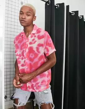 Прозрачная розовая рубашка с леопардовым принтом ASOS DESIGN