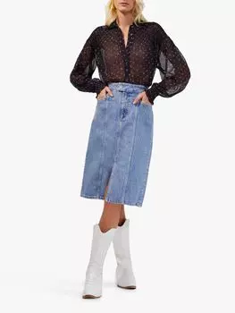 Прозрачная рубашка French Connection Augustine с цветочным принтом, практичный синий цвет