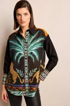 Прозрачная рубашка оверсайз с длинными рукавами Next, черный