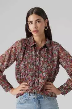 Прозрачная рубашка с цветочным принтом Vero Moda, красный