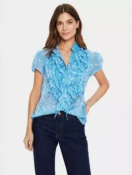 Прозрачная рубашка с цветочными рюшами lilja boho Saint Tropez, цвет All Aboard/Multi