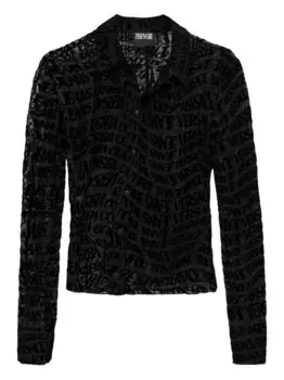 Прозрачная рубашка с логотипом Versace Jeans Couture, черный