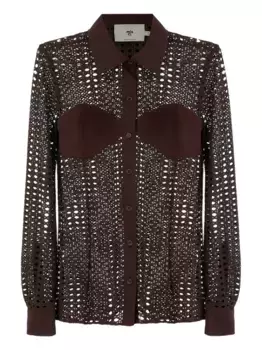 Прозрачная рубашка в технике кроше MISCI, коричневый