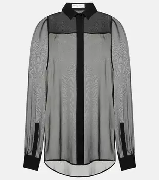 Прозрачная шелковая рубашка SAINT LAURENT, черный