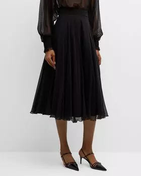 Прозрачная шифоновая юбка миди Seta Dolce&Gabbana, цвет Black