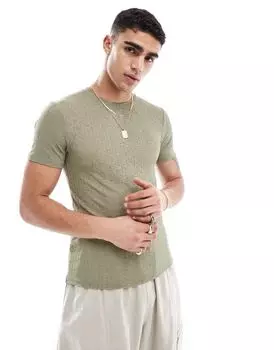 Прозрачная текстурированная футболка цвета хаки ASOS DESIGN