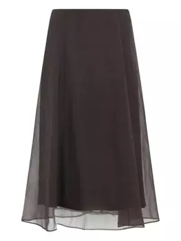 Прозрачная юбка А-силуэта Brunello Cucinelli, коричневый