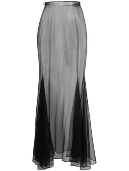 Прозрачная юбка из тюля Saint Laurent, черный