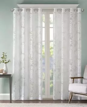 Прозрачная занавеска для окна Leilani с пальмовым листом Madison Park, белый