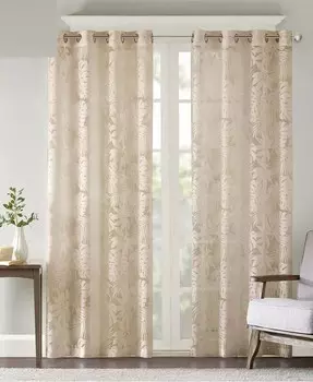 Прозрачная занавеска для окна Leilani с пальмовым листом Madison Park, бежевый