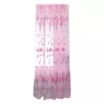 Прозрачная занавеска с узором тюльпана, полиэстеровая дышащая прозрачная занавеска без запаха для дома, фиолетовая Stuttg, розовый