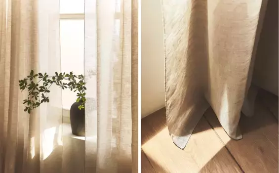 Прозрачная занавеска Zara Home, светло-бежевый