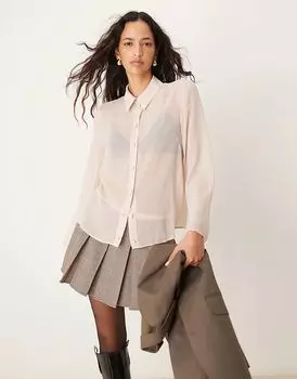 Прозрачная жатая рубашка розового цвета ASOS DESIGN