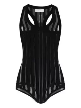 Прозрачное боди Edam в полоску SPORTMAX, черный