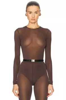 Прозрачное боди WARDROBE.NYC, темно-коричневый
