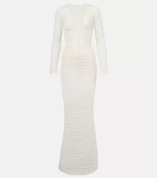 Прозрачное кружевное макси-платье Aya Muse, кремовый