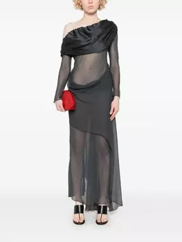 Прозрачное макси-платье Christopher Esber, серый