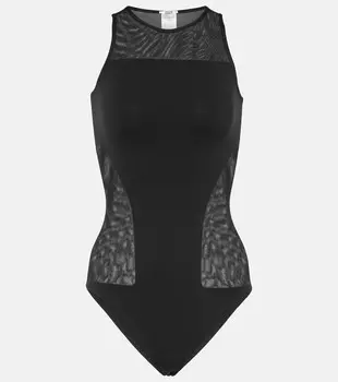 Прозрачное непрозрачное боди Wolford, черный