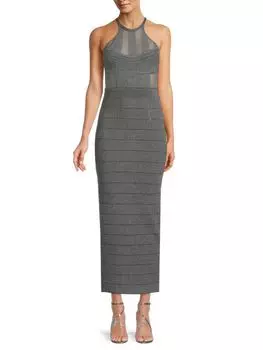 Прозрачное облегающее платье-бюстье Hervé Léger Charcoal